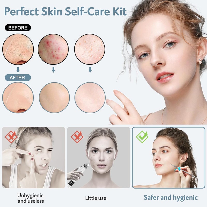 MENOLY Pimple Popper Tool Kit 10 Pcs Blackhead Remover Tool Zit Popper for Blemish, Pimple Comedone Extractor Acne Tool for Blackheads, Acnes, Whiteheads Nose Face with Leather Bag - Image 2